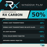 RX Carbon 50% window film performance specifications